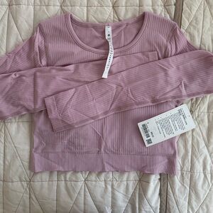 Lululemon Ebb to Street Long Sleeve cropped top size 8 NWT